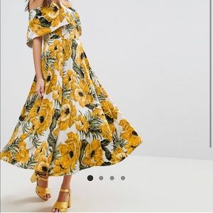 ASOS Golden Floral MIDI Dress